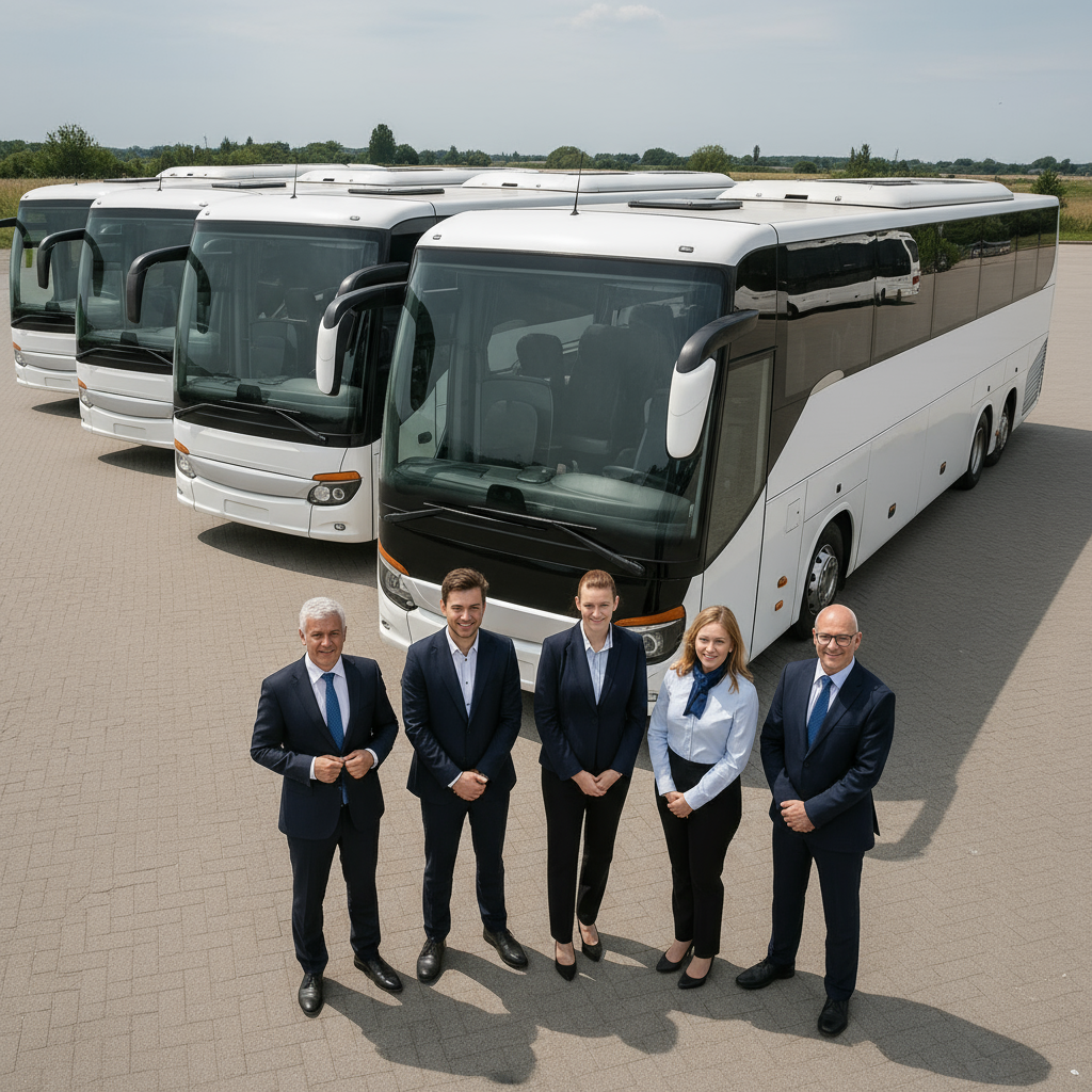 Modern coach and bus rental fleet available for group travel